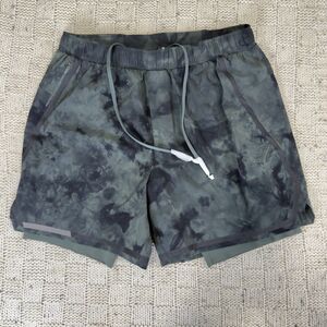Lululemon Surge 6” SE Men L Green Black Tie Dye Lined Reflective Run Shorts New